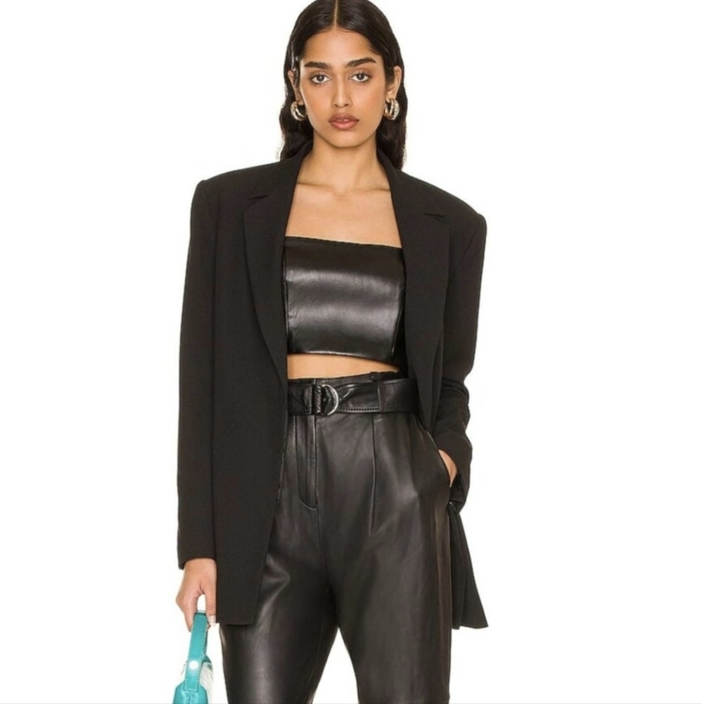 MAJORELLE Chloe Tube Top in Black Faux Vegan Leather Size Small - Picture 3 of 11